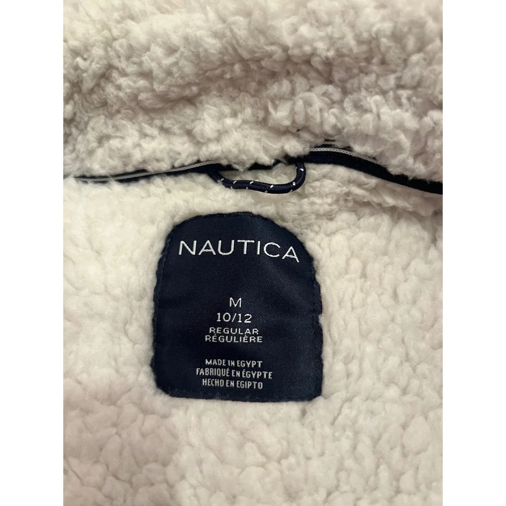 Nautica Kids Youth Sherpa Fleece Full Zip Jacket Light Grey Size Medium 10/12